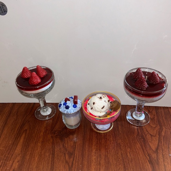 Set of 4 Decorative Dessert Scented Candle Glasses